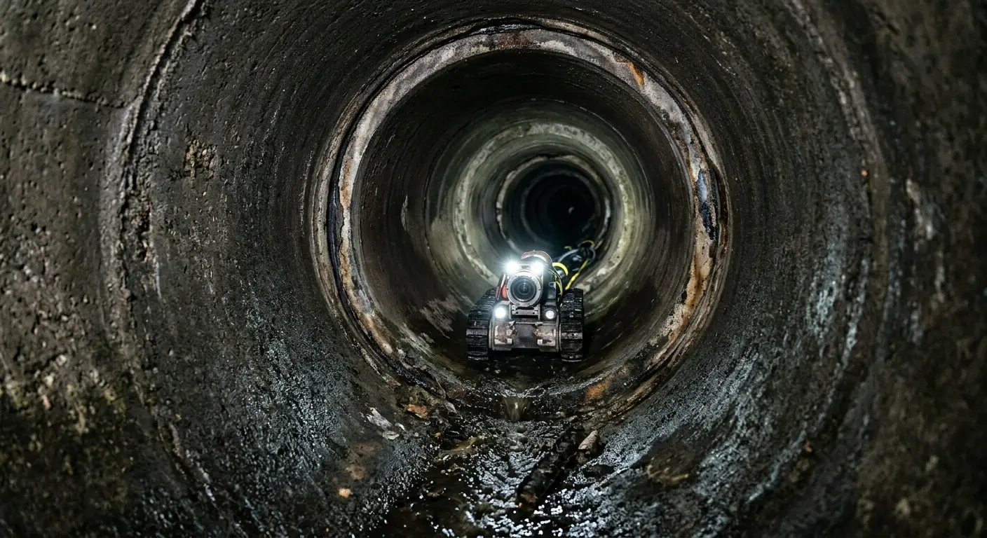 Robotic sewer camera inspecting pipe interior for Sewer Line Repair in Glenolden